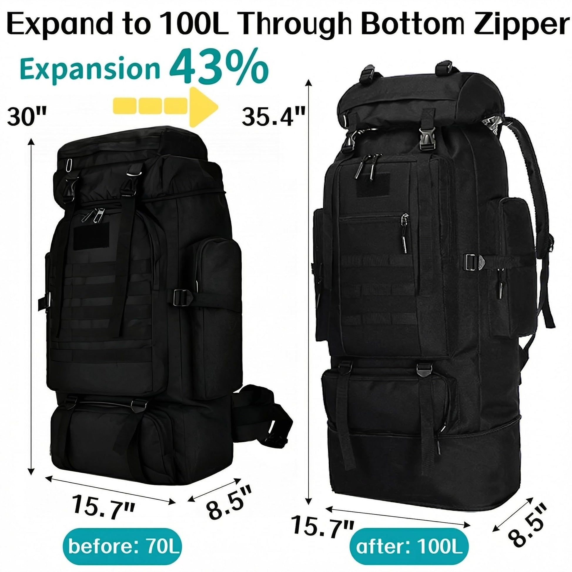 Goaste 100L Camping Hiking Backpack, Molle Military Tactical Rucksack, Waterproof Large Travel