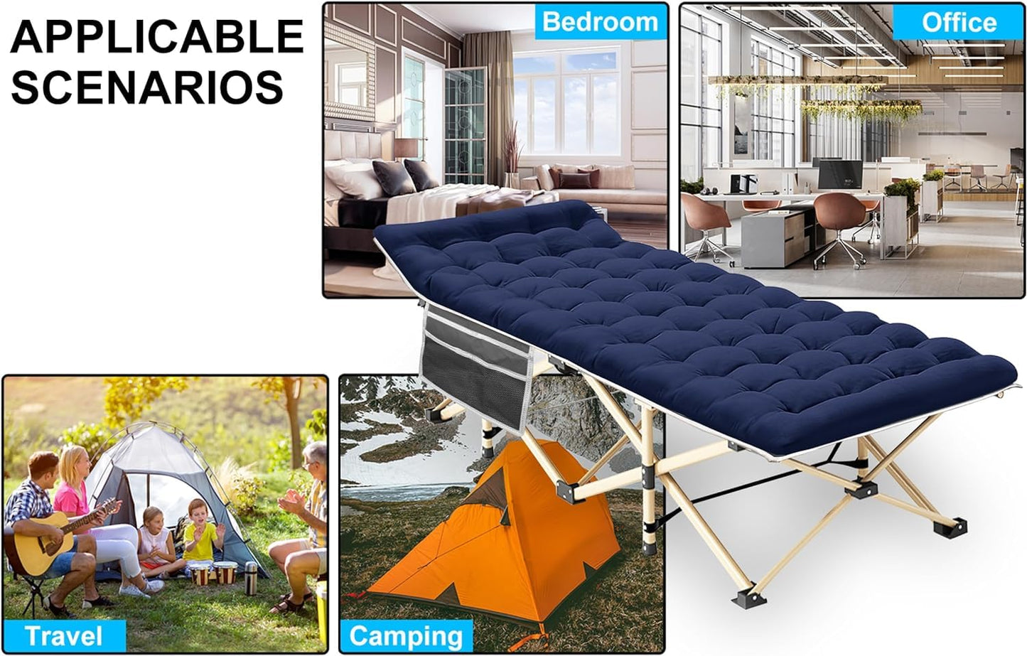 ARAER Camping Cot with Mattress 450LBS Portable Folding Outdoor Bed with Carry Bag for Adults Kids