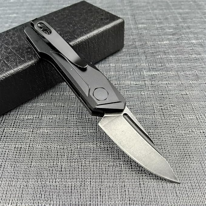 Mini Pocket Folding Knife 1.81 Inch Drop Point Blade Aluminum Handle Box Opener,Camping EDC Tool
