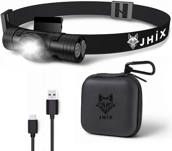 JHIX Rechargeable LED Headlamp, USB-C, Utra Durable, Shockproof and Waterproof, Survives 3M Drops, Submersible and Impact-Resistant, Perfect for Camping, Heavy-Duty Work, and Adventure.