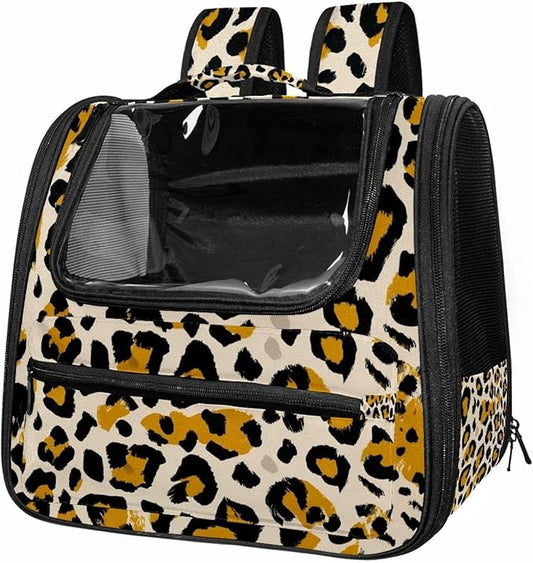 Modern Classic Leopard Print Pet Carrier for Dogs and Cats Soft Travel Kennel, Portable Foldable Bag