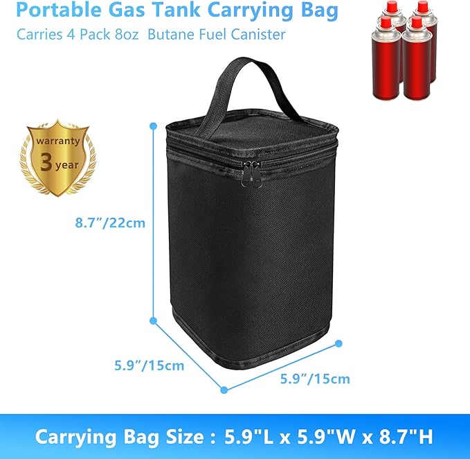 Mini Fuel Cylinder Storage Bag, Butane Fuel Canister Cover,Gas Tank Protective bag, Easy to Carry, 600D Oxford Fabric Waterproof,Mini Tank Accessories, for Outdoor Camping, Cooking, Travel, Picnic