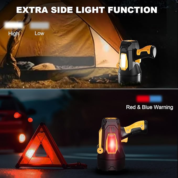 LBE Rechargeable Spotlight, Super Bright 90,000 Lumens Led Flashlight Handheld Spot Lights Outdoor with Cob Light, 10000ɱAh Long Lasting Large Spotlight for Hunting Boating Camping