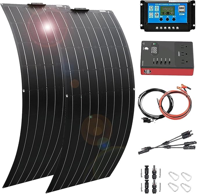 1200 Watt Solar Panel Kit, with car Inverter and 40A Charge Controller 2pcs 600 Watt Flexible Monocrystalline Solar Panel for 12-24V Battery Charging Car Battery Camper RV Yacht Boat