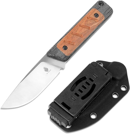 Kizer Smolt Fixed Blade Knife with Sheath, 2.93??154CM Steel Micarta & Mkuruti Handle Fixed blade Knives, Drop Point Fixed Knife Small EDC Knife for Men Women Camping Pocket Knife 1063C1