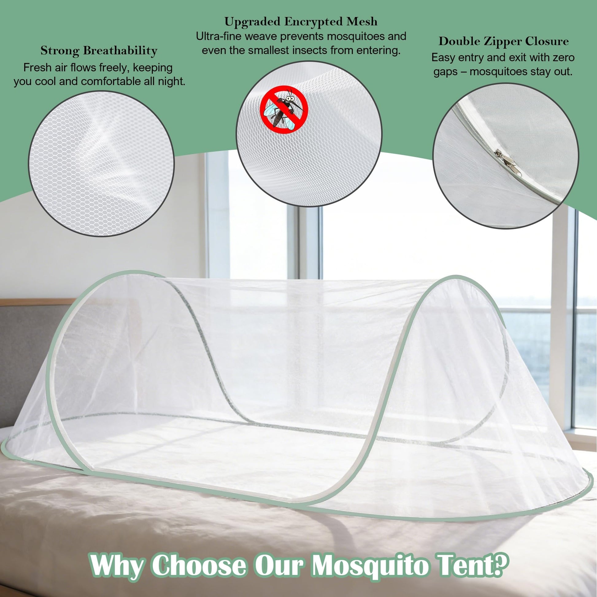 FORUP Pop Up Mosquito Tent | Quick Setup Portable & Foldable Mosquito Net for Bedroom, Camping