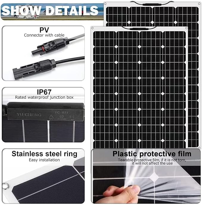 1000 Watt Solar Panel Kit, with car Inverter and 40A Charge Controller 2pcs 500 Watt Flexible Monocrystalline Solar Panel for 12-24V Battery Charging Car Battery Camper RV Yacht Boat
