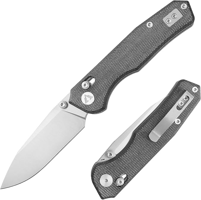 CMB Explorer Micarta Handle 14C28N Steel Blade Crossbar Lock Knife Pocket Folding Tactical Survival Camping Hiking Outdoors EDC Knife with Pocket Clip for Men Women CMB-18 (CMB-18C)