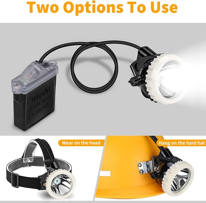 Rechargeable Mining Headlight, 1+2 LED Super Bright Cap Lamp, Explosion Proof Waterproof Hard Hat Headlamp, Durable Miner Flashlight for Underground Work, Hunting, Camping, Hiking, Fishing