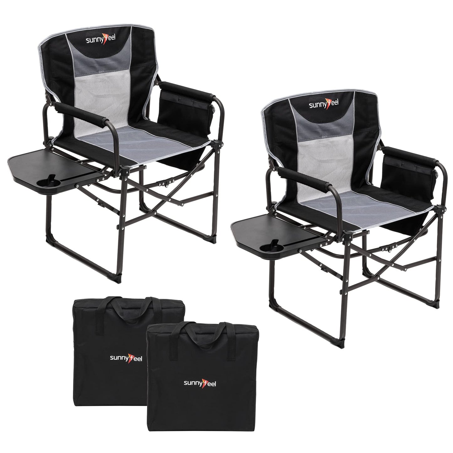SUNNYFEEL Camping Directors Chair, Heavy Duty,Oversized Portable Folding Chair with Side Table