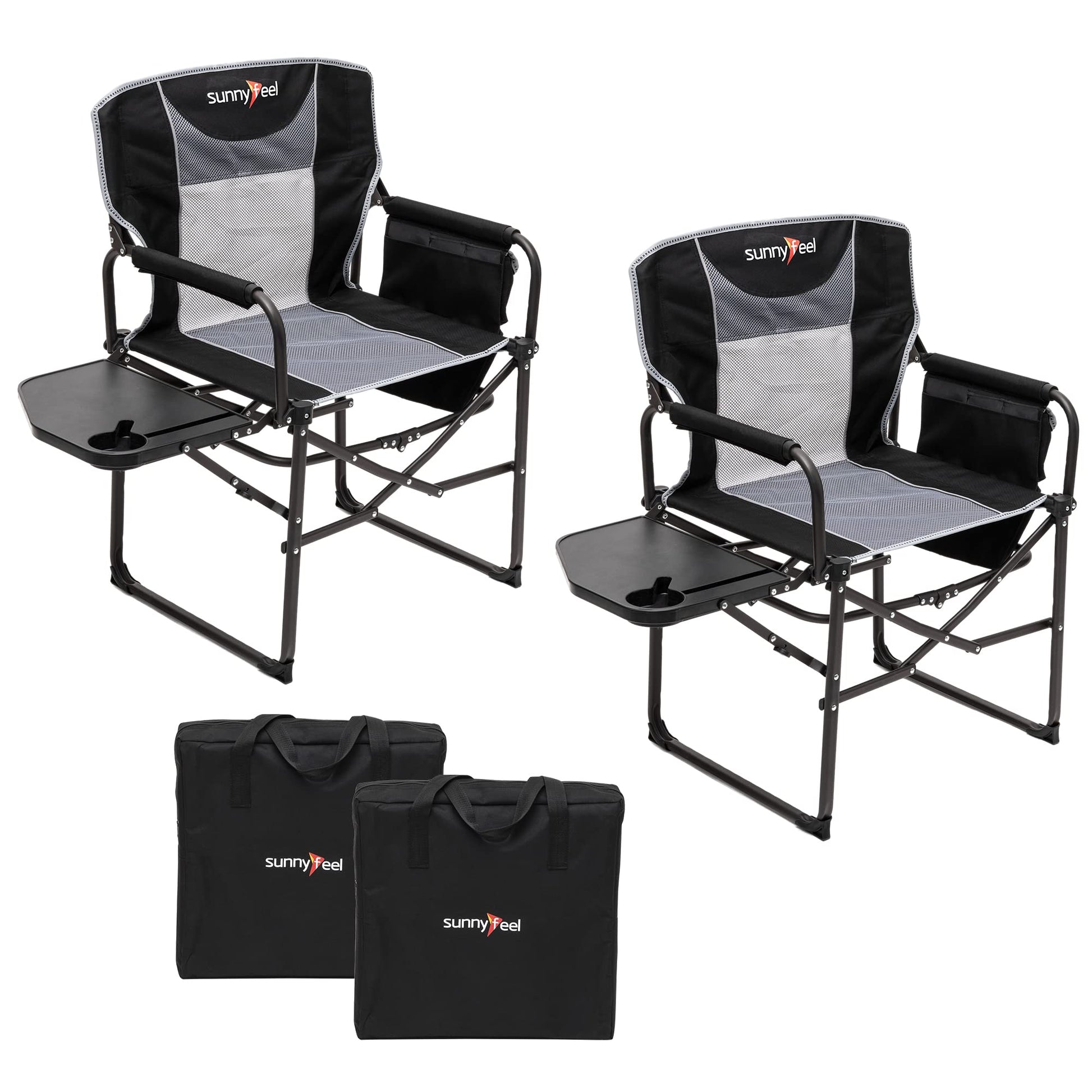 SUNNYFEEL Camping Directors Chair, Heavy Duty,Oversized Portable Folding Chair with Side Table