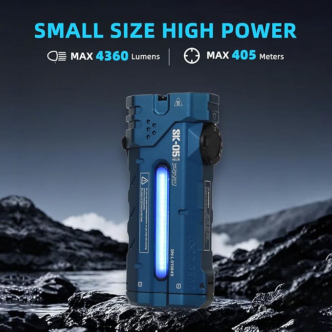 SK05PRO 4360 Lumens Flat EDC Flashlight, 8000mAh Rechargable Flash Light Combines Floodlight Spotlight and Sidelight Idea for Emergency Camping - IP68 with Magnetic and Back Clip