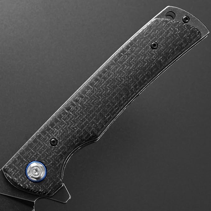 Eafengrow EF973 Folding Knife, D2 Steel Blade Micarta Handle Scale Pocket Knife Folder for Working Camping Hiking EDC Tool Knife(black)