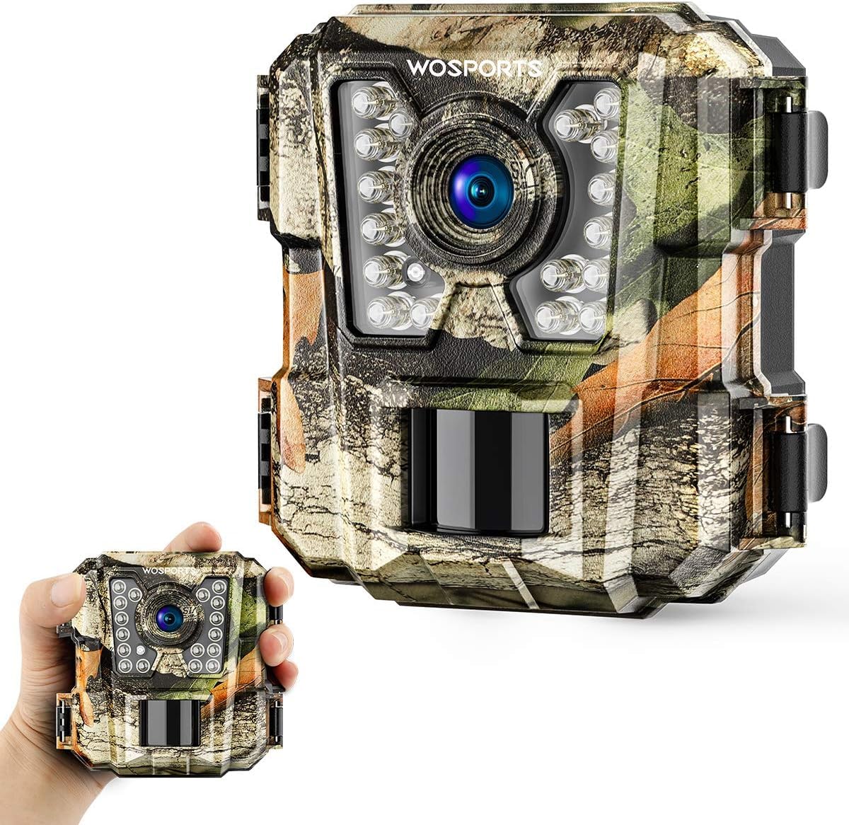 WOSPORTS Mini Trail Camera,24MP 1080P HD Game Camera Motion Activated with IR Night Vision