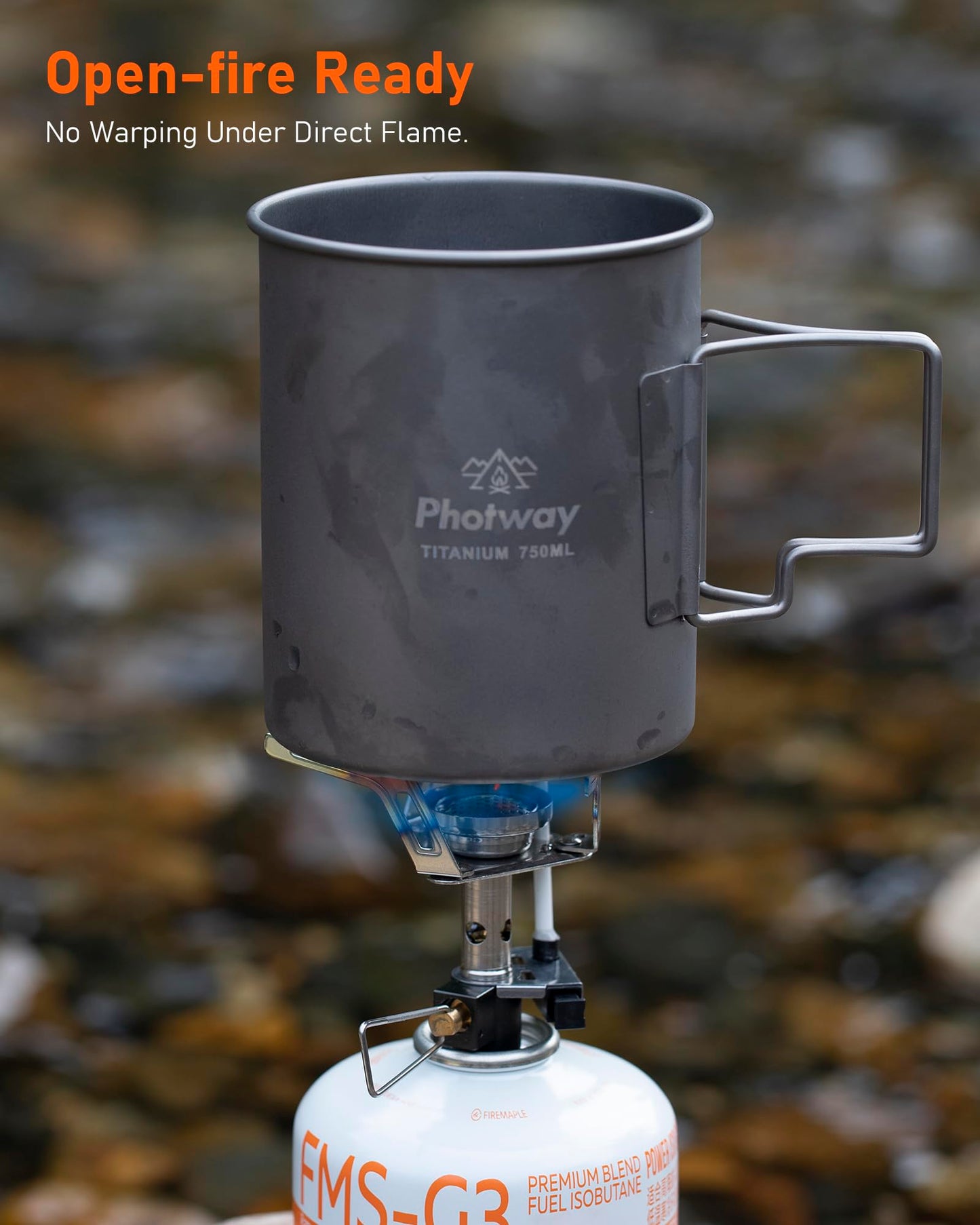 25oz (750ml) Titanium Camping Pot, Ultralight Backpacking Cookware & Campfire Mug for Hiking