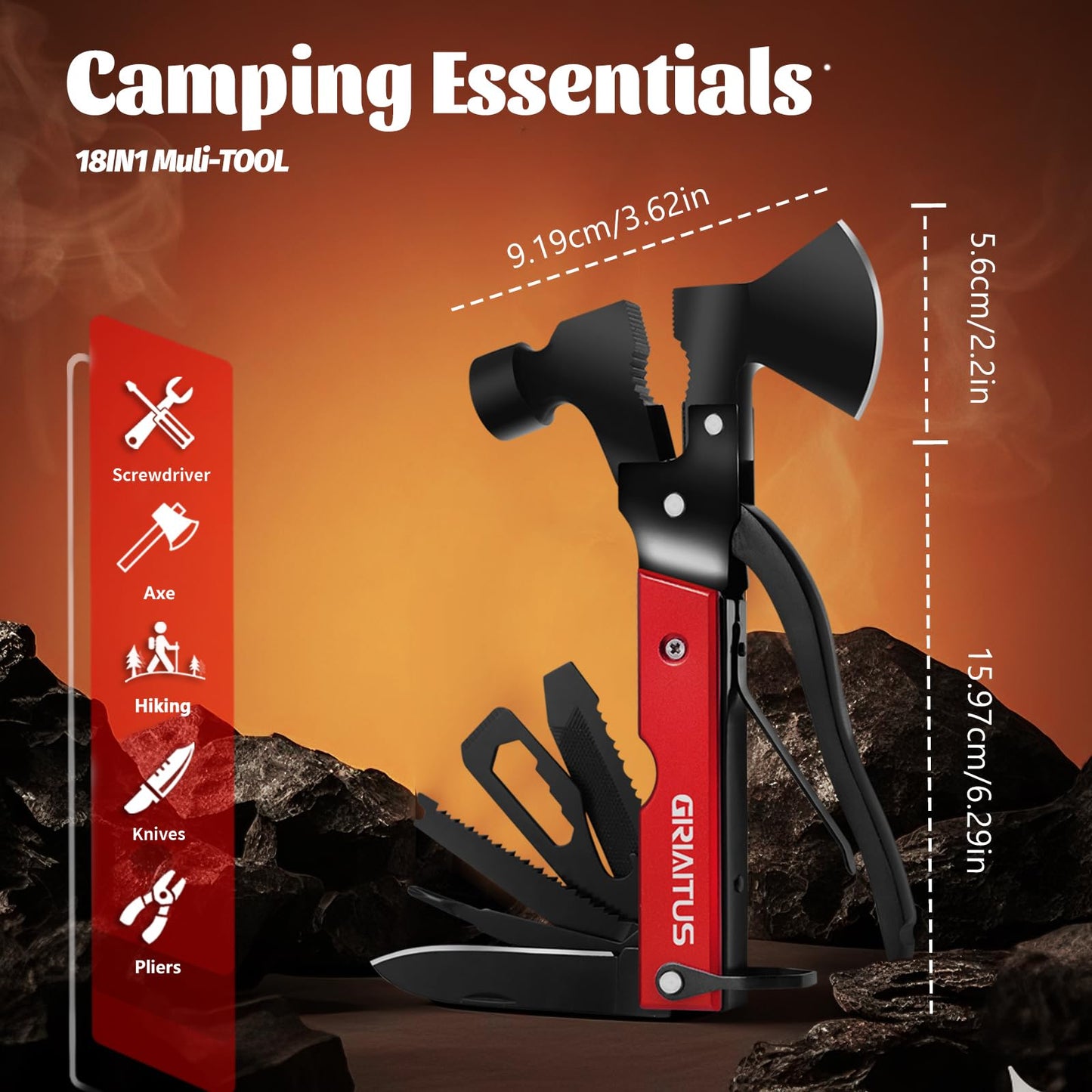 18 in 1 Multitool Camping Accessories Gifts for Men Survival Gear