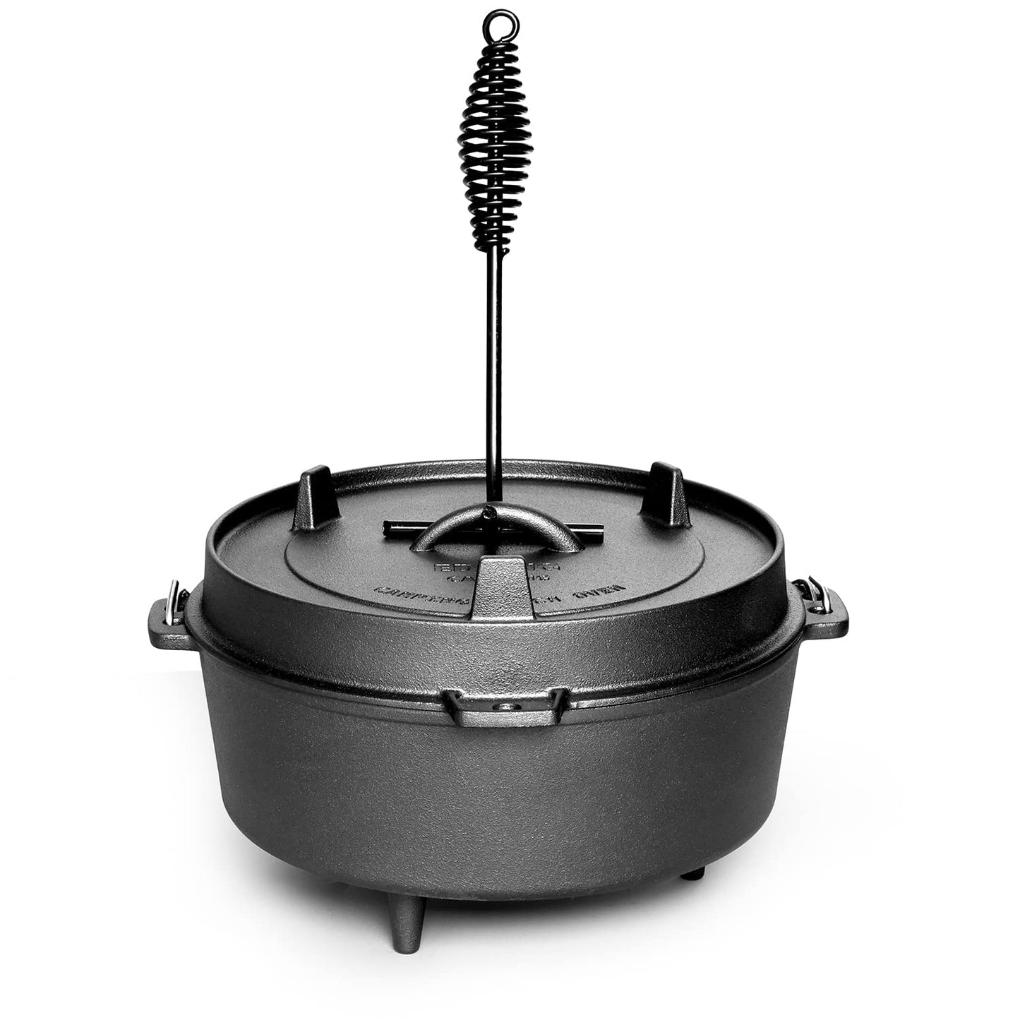 EDGING CASTING Pre-Seasoned Cast Iron Dutch Oven With Skillet Lid, Outdoor Camping Deep Pot for