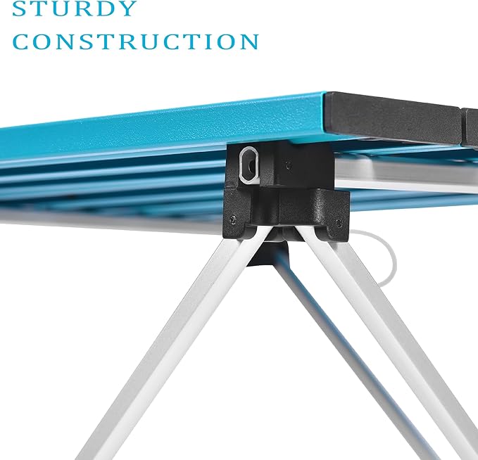 Grope Small Folding Camping Table with Aluminum Table Top, Beach Table for Sand with Carrying Bag,Prefect for Outdoor, Picnic, BBQ, Cooking, Festival (Deep Blue-L)