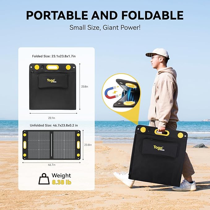100W Bifacial Portable Solar Panel, Bend Resistant Foldable Solar Panel 100Watt 22V Monocrystalline Solar Charger for Power Station, IP67 Waterproof for Outdoor Camping Van RV Trip