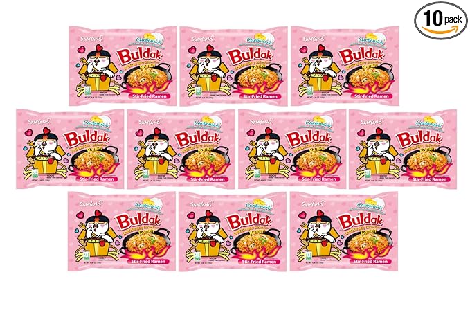 KF GOODIES Korean Ramen Variety Pack Gift Box (10 Count) ??Spicy Buldak Noodle Assortment for Birthdays, College Care Packages, Office Snacks, and Gift Baskets