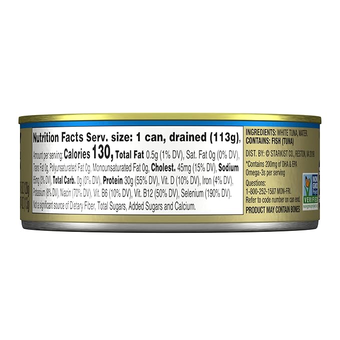 StarKist Selects No Salt Added Chunk White Albacore Tuna in Water, 4.5 oz (12 Pack) Canned Tuna Fish, Wild Caught, Gluten Free, Ready to Eat, Perfect for Salads, Keto Meals & Snacks, 30g Protein