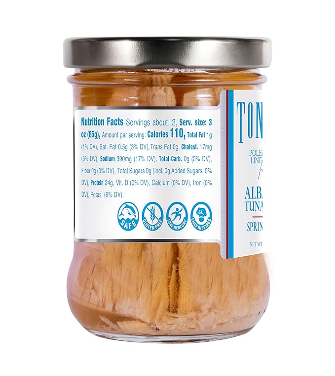 Tonnino Tuna Fish Albacore - Spring Water ??Pack of 6 ??Alternative to Salmon ??Protein Snacks ??Ready to Eat Meals