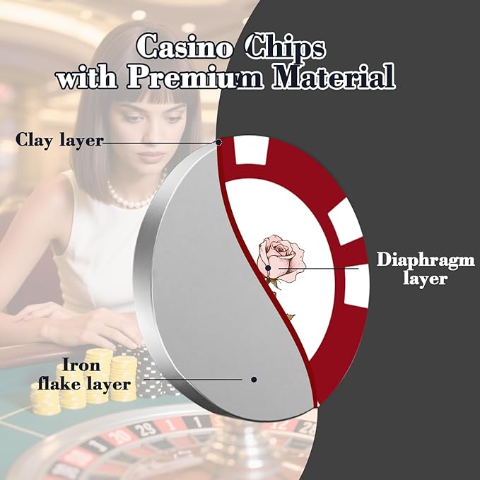 12 Grams Perfessional Customized Clay Poker Chips 30-500 PCS Personalized Casino Chips with Logo & Design 40MM Custom Casino Chips Custom Golf Ball Makers Chips(D)