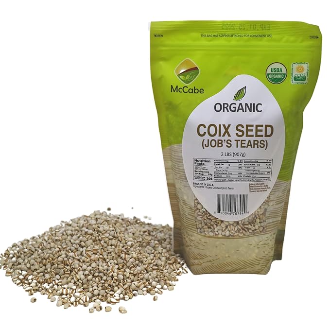 McCabe Organic Coix Seed - Job's Tears 2 Lbs| High Protein and Fiber | USDA and CCOF Certified | Packed in USA