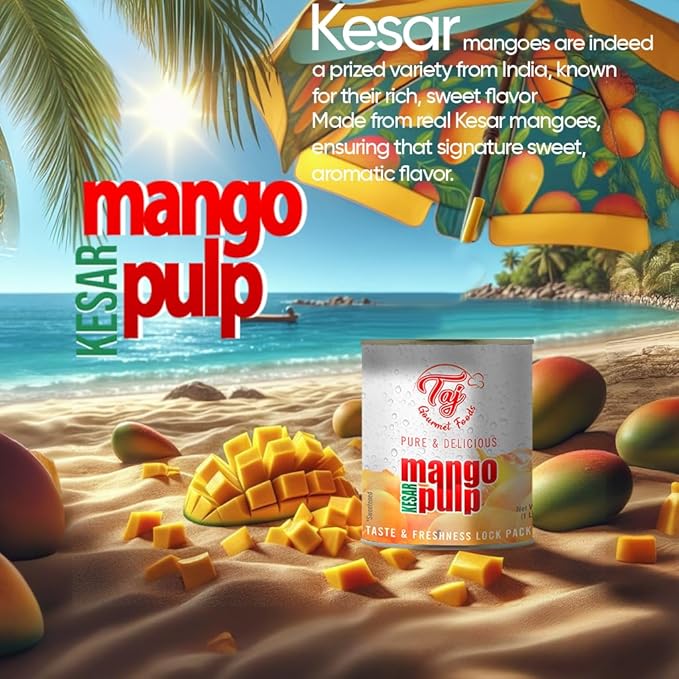 TAJ Kesar Mango Pulp Puree | Great for Lassi Shake | 30-Ounce (850g)
