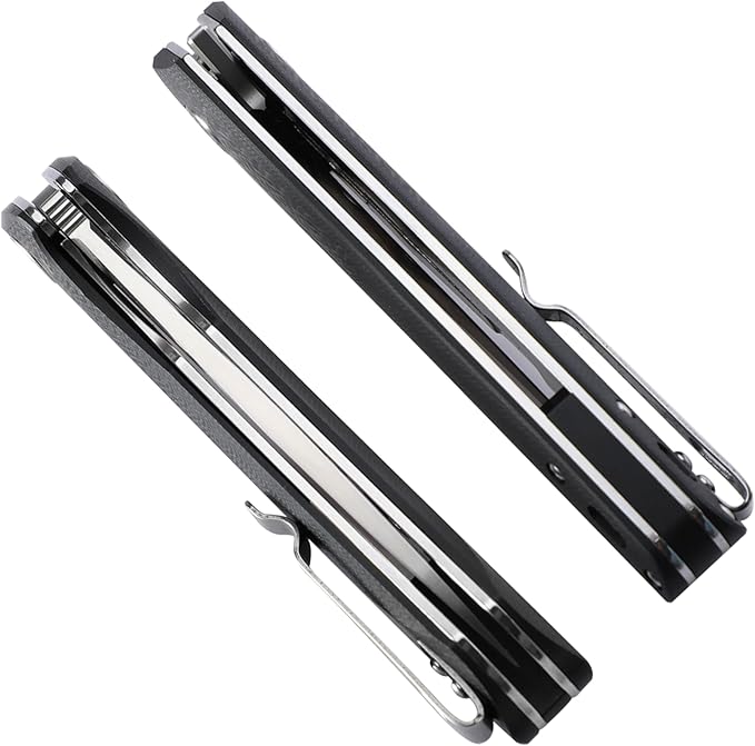 Petrified fish PF838 Folding Knife 3.74" D2 Steel Blade Micarta Handle Pocket Knife for Camping Outdoor EDC (Blue Micarta, Satin)