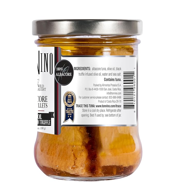Tonnino Tuna Fish Albacore - Olive Oil in Truffle ??Pack of 6 ??Alternative to Salmon ??Protein Snacks ??Ready to Eat Meals