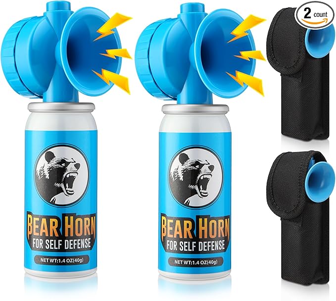 1.4oz Bear Horn Self Defense 123dB Loud Air Horn Audible up to 1/2 Mile Safety Air Horn for Wild Animals Bear Alarm for Hiking Climbing Camping and Outdoor Protection