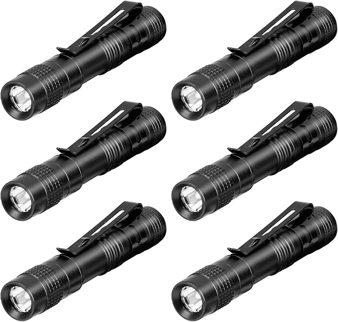 6 Pack Mini Pocket Flashlight, 3.5" Small LED Pen Light with Clip, 500 Lumen Torch White Light Powered by AAA Battery, Portable Versatile for Inspection Medical Repair Camping Outdoor Emergency