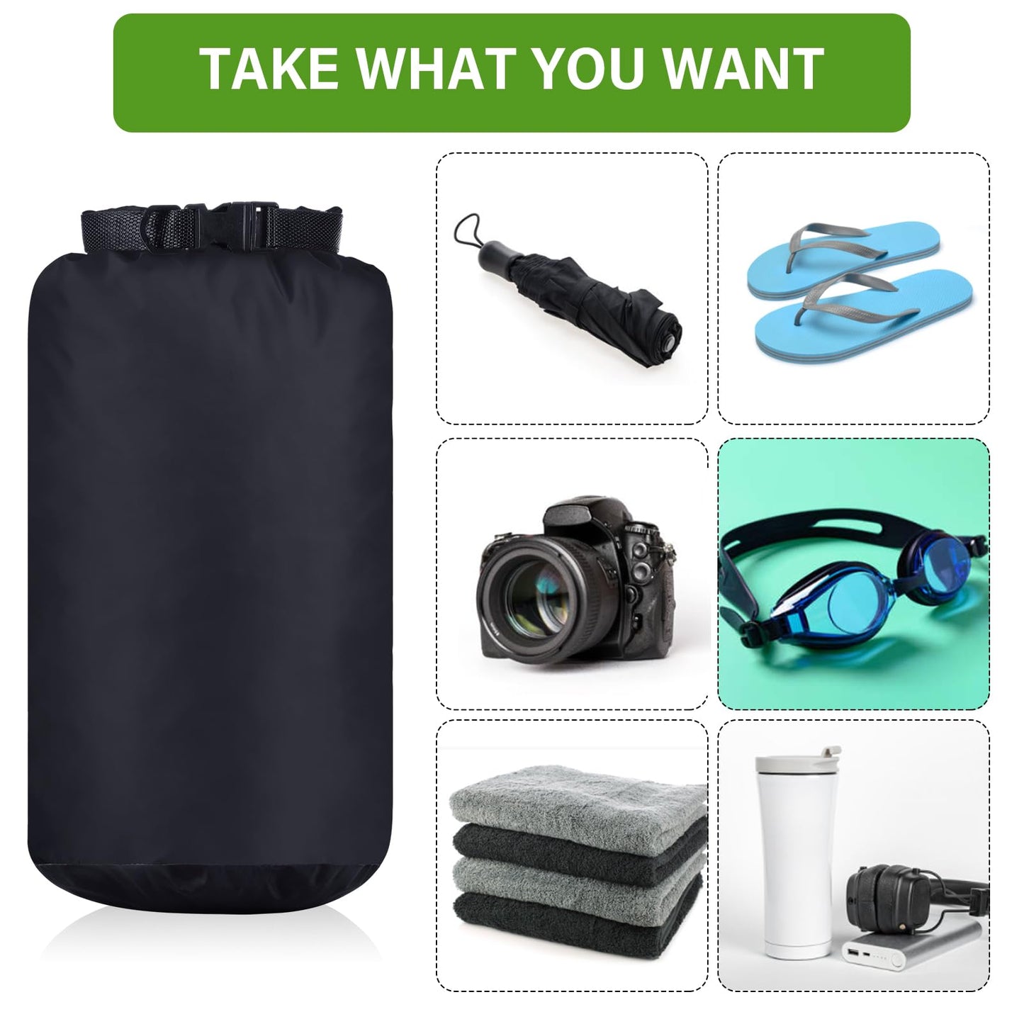 GliCraft 6 Pcs Waterproof Dry Bag Set for Kayaking & Camping,Bright