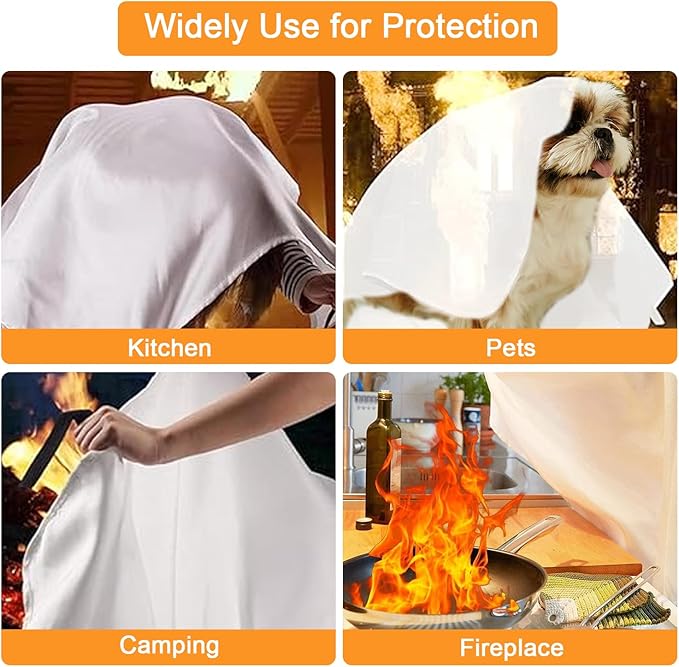 Fire Blanket for Camping Grill Kitchen Emergency Fire Blanket for Home Lightweight Portable Package