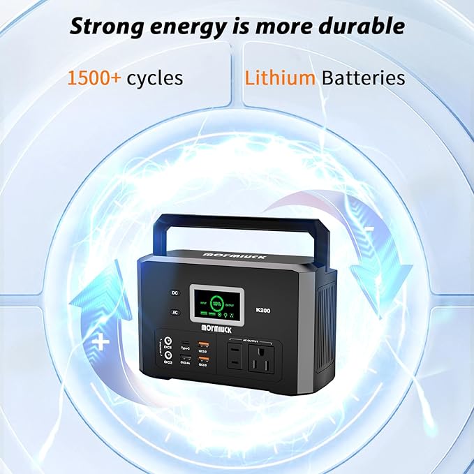 200W Portable Power Station (400W Peak), mormluck 118Wh Solar Generators with 110V/200W AC Outlet（NO SOLAR PANELï¼? 32000mAh Lithium Battery for Home Backup, Outdoor Adventures, and RV Emergencies