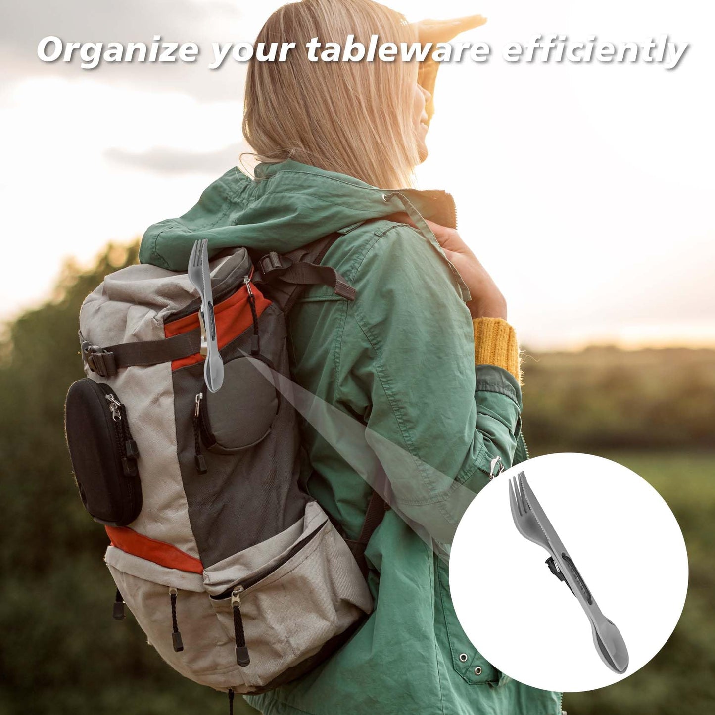 Loyzcy Reusable Camping Utensil Set, Spoon-Fork-Knife Travel Utensils