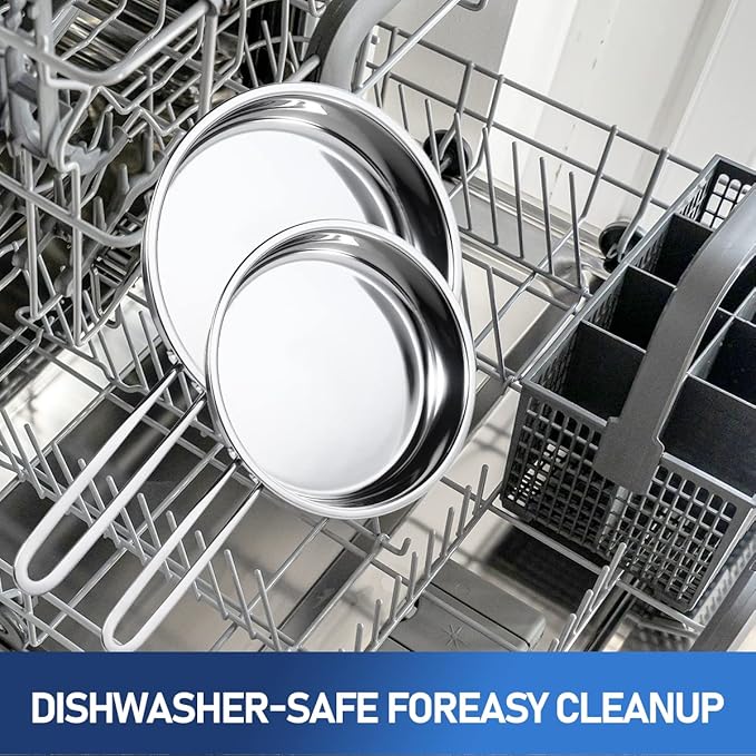 Aufranc 10-Piece Pots and Pans Set, Stainless Steel Cookware Set- Includes Ergonomic Handle Saucepans, Skillets, Dutch Oven, Stockpot, Steamer & More - Premium Pots and Pans for Home Chefs