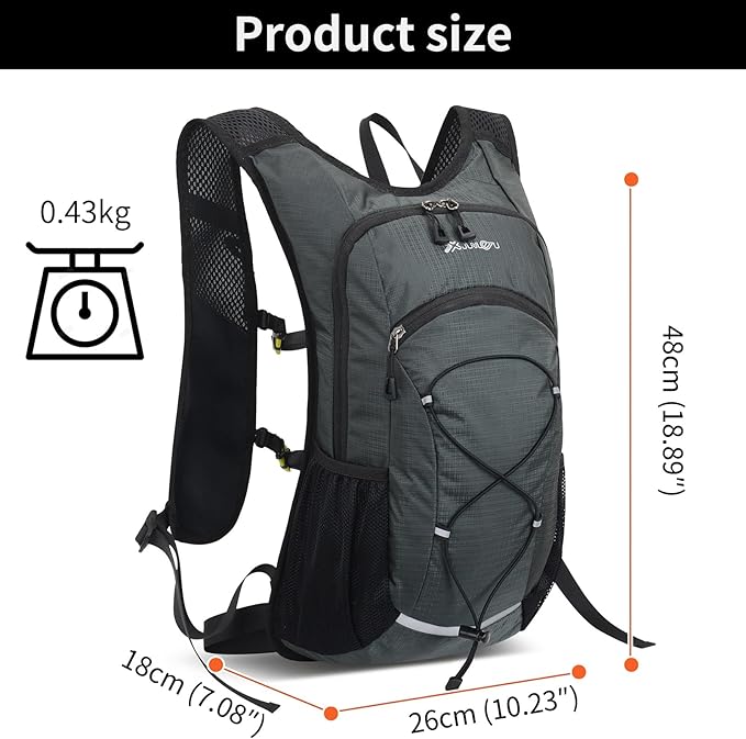 15L Small Hiking Backpack Lightweight Hydration Backpack for Men Women, Warterproof Hiking Daypack for Travel Cycling