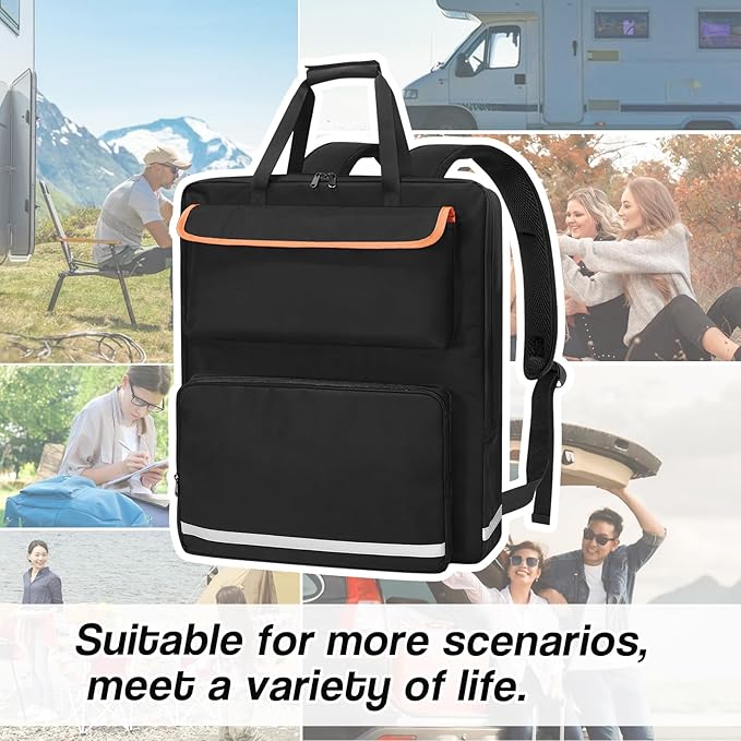 ORKELS Solar Panel Storage Bag, Travel Backpack Compatible with Jackery SolarSaga 100W 100X 200W, Double-Layer Solar Panel Carrier with Multi Pockets