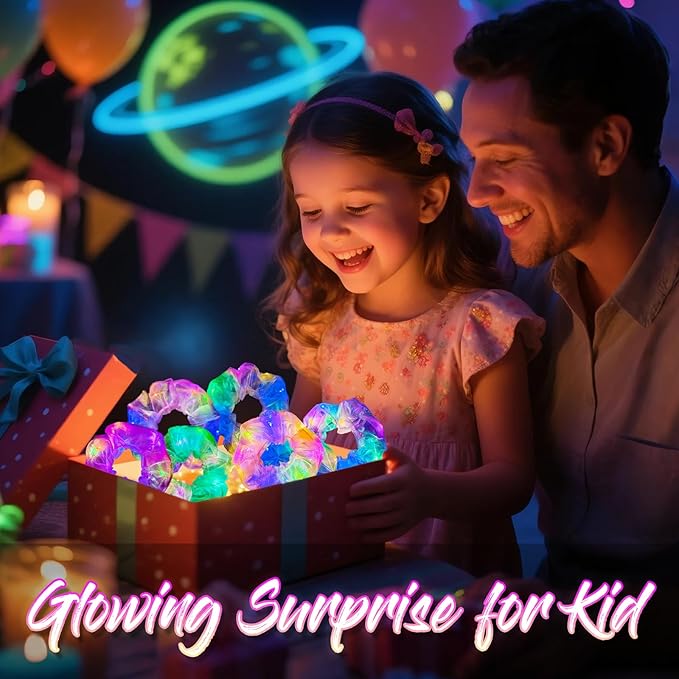 40 PCS Light up Scrunchies, 3 Glow Mode, LED Hair Accessories for Women, Glow in the Dark Party Supply for Festival Rave Slumber Party