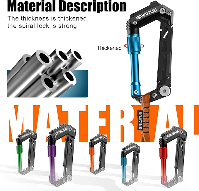 Carabiner Multitool with Pocket Knives, EDC Carabiners, Serrated Knife, Rope Cutter, Screwdriver, Can Bottle Opener, Ruler, Folding Knife for Camping Hiking, Stocking Stuffers Gifts for Men (Blue)