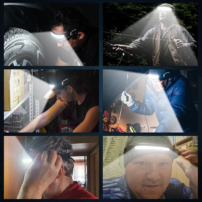 Headlamp Rechargeable 8 Pack, LED Headlight Flashlight Super Bright with 230° Wide Beam, Motion Sensor, 5 Modes Waterproof Head Lamp for Outdoor Hiking Running Camping