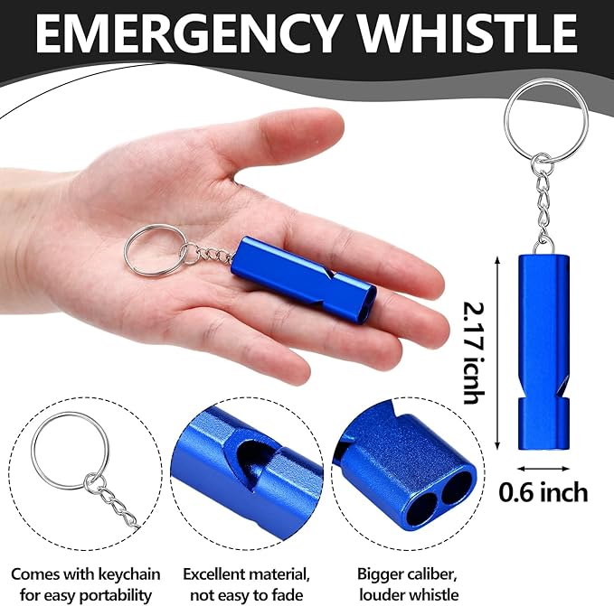 4 Sets Bear Bells with Whistle for Hiker, Loud Bear Bell with Emergency Whistle, Bear Bells for Hiking, Outdoor Camping, Survival, Biking, Fishing, Climbing, Hunting, Pet Tracker