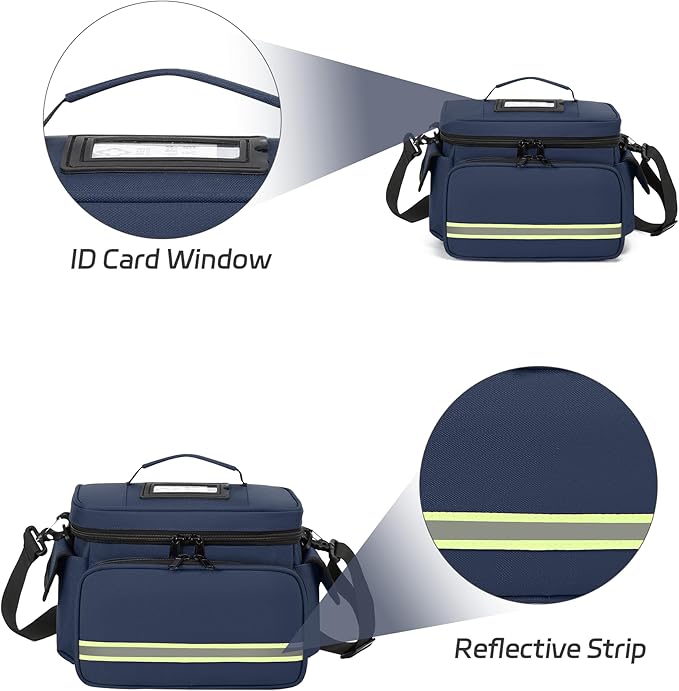 Medical Bag Empty First Aid Bag Home Health Nurse Bag, First Aid Storage, Medical Supplies Responder for Nursing Student,Therapist,Doctors Blue