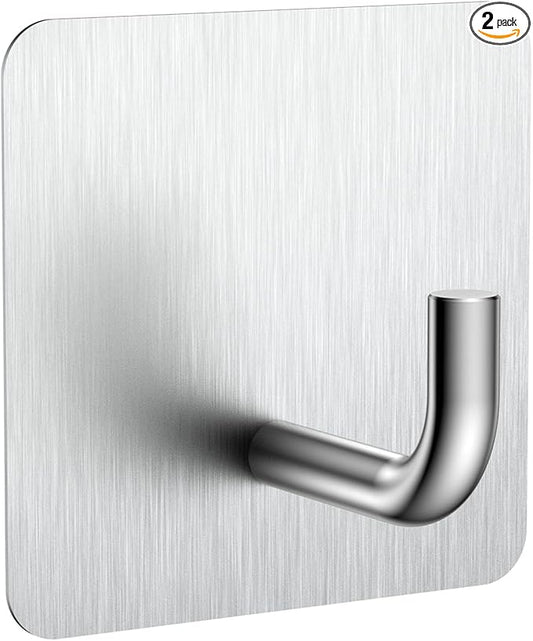 KRUI 2 Pcs Adhesive Wall Hooks for Emergency Fire Blankets, Heavy Duty Stainless Steel Wall Hanging Hooks Waterproof and Fireproof for Home Kitchen Bathroom Office