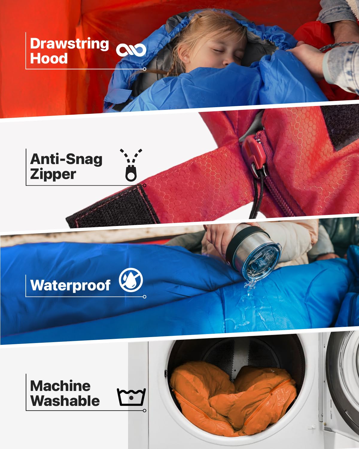 MalloMe Sleeping Bags for Adults Cold Weather & Warm - Backpacking Camping Sleeping Bag for Kids