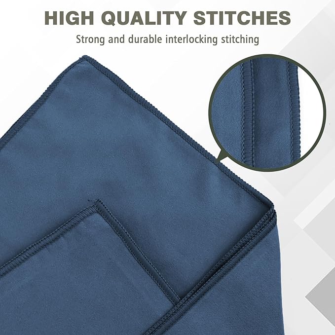 Quick Dry Camping Towel, Microfiber Travel Towel 3 Size at 1 Pack for Camping, Beach, Gym, Sports, Yoga & Swimming Pool, Navy Blue