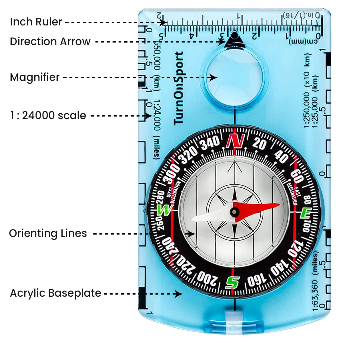 Orienteering Compass Advanced Scout for Hiking Camping Navigation Blue