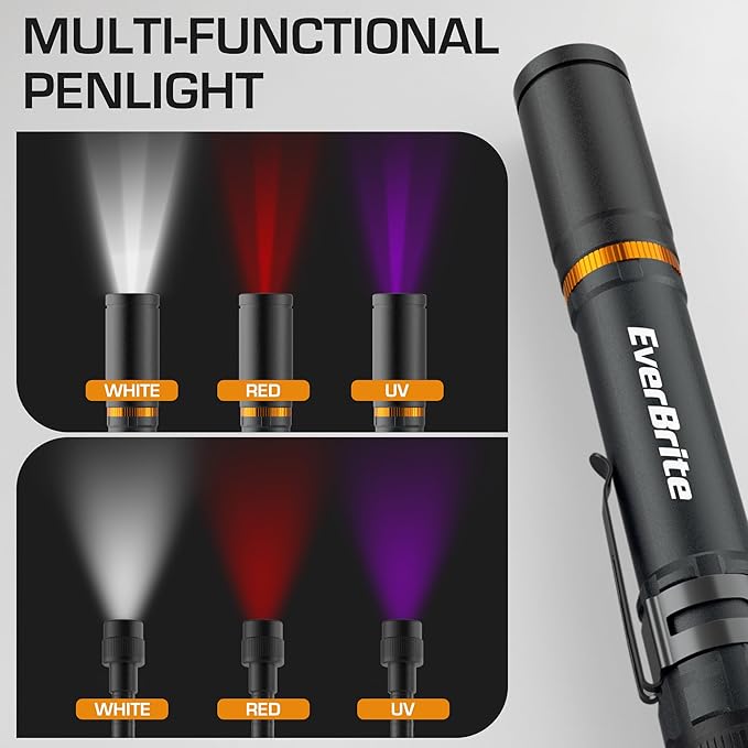 EverBrite Multi-Functional Rechargeable Work Light, Flexible LED Flashlight with 3 Light Modes (White, Red, UV), Telescoping Magnetic Pickup Tool, Christmas Birthday Gifts for Men, Dad, Husband